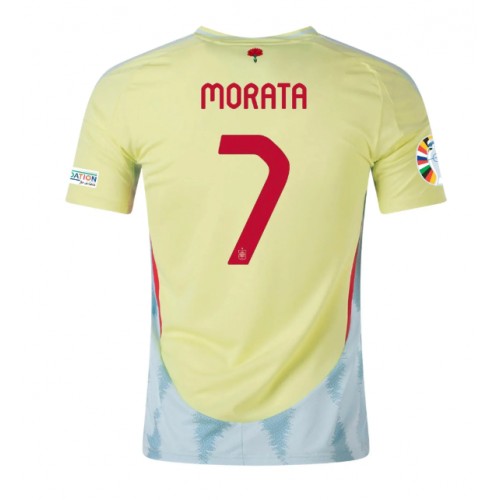 Fotbalové Dres Španělsko Alvaro Morata #7 Venkovní ME 2024 Krátký Rukáv